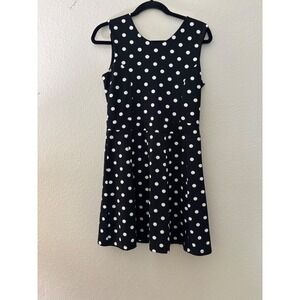 Nisan Black White Polka Dot Sleeveless Bow Back Fit & Flare‎ Dress
(A708)